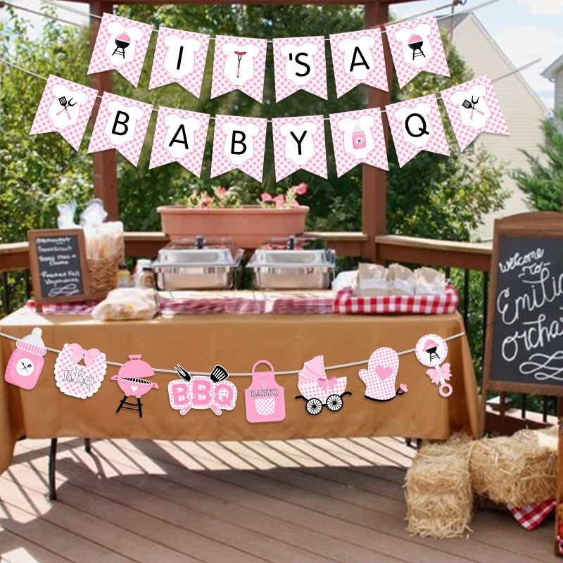 Cheereveal Bbq Baby Shower Decorations for Girl Pink - BBQ Banner, BBQ Party Supplies Baby Q Shower Decorations Barbecue Decor - Image 5